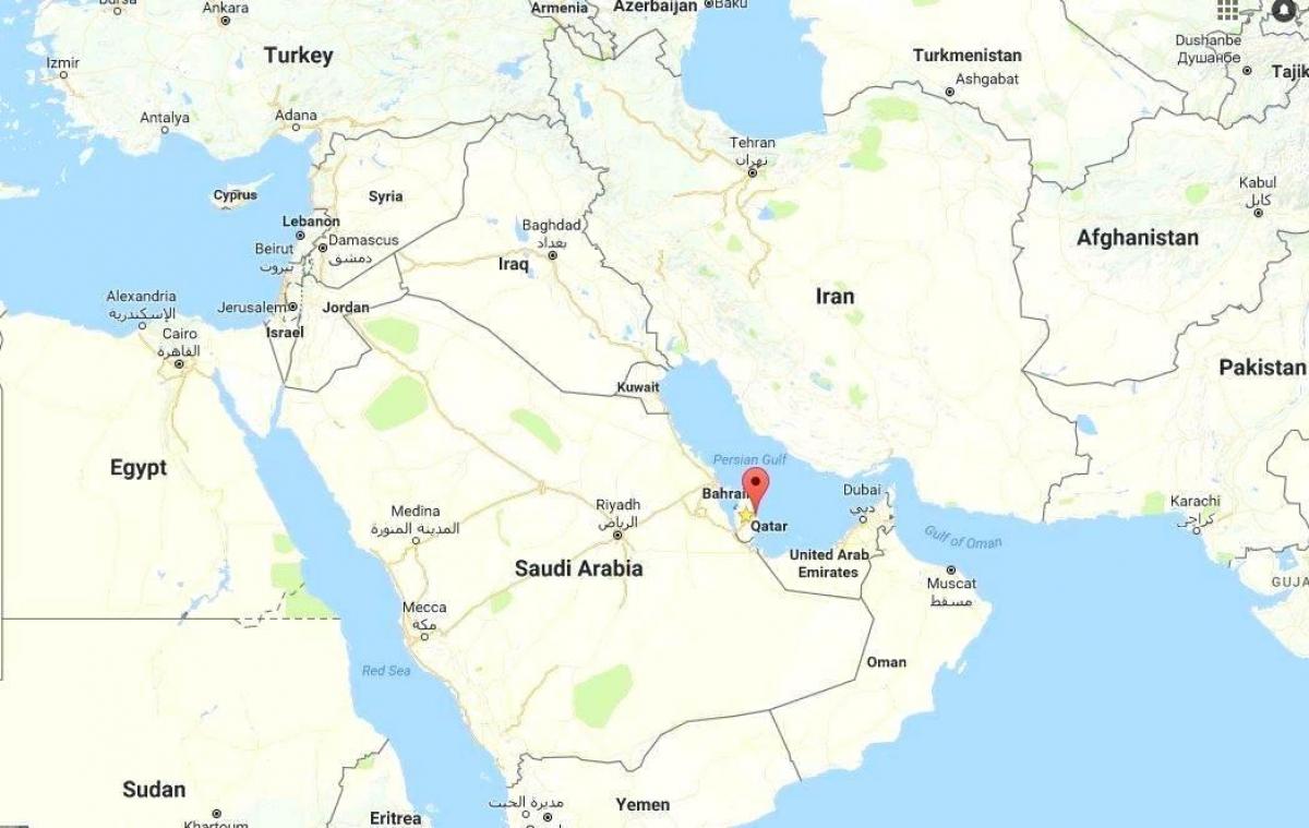 карта свету, якая паказвае Катар